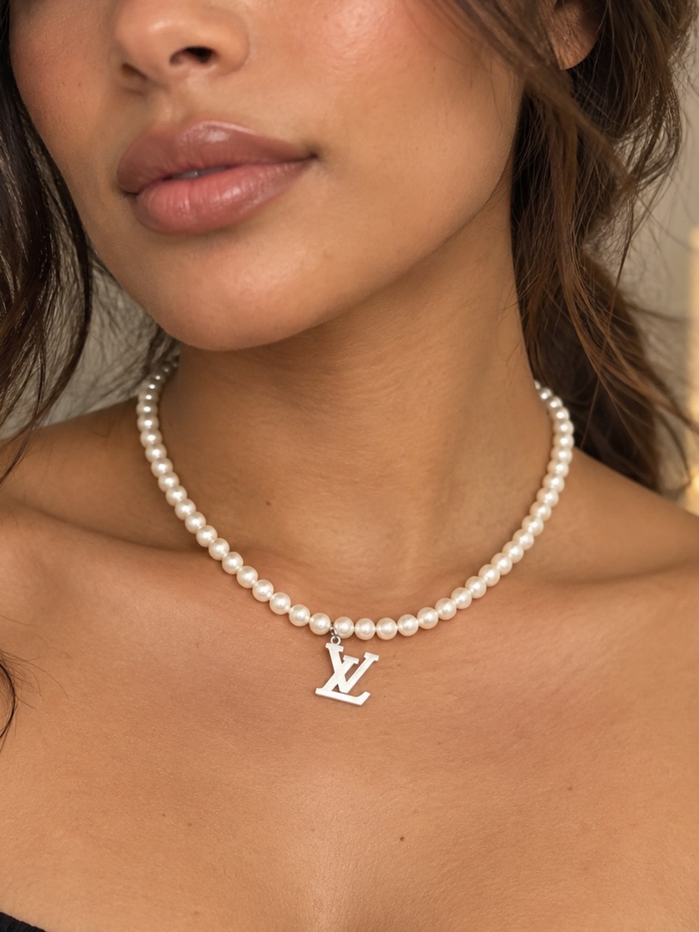 Pearl Necklace with Silver Charm